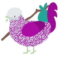 Eve, a mist and plum chicken with a double-lace pattern