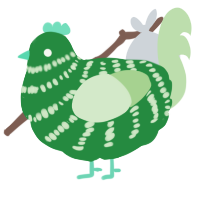 A viridian and gluppy chicken with a bar pattern
