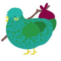 A turquoise and viridian chicken with a speckle pattern