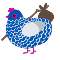 A ultramarine and mist chicken with a lace pattern