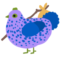 A lilac and ultramarine chicken with a speckle pattern
