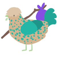 A beige and turquoise chicken with a speckle pattern