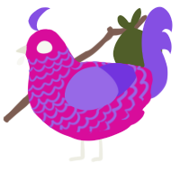 A fuchsia and blurple chicken with a lace pattern