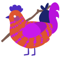 A vermilion and amethyst chicken with a bar pattern