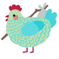 A gluppy and aqua chicken with a lace pattern