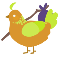 A orange and lime chicken with a neck-speckle pattern