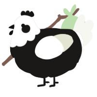 A sable and white chicken with a head pattern