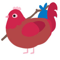 A red and crimson chicken with a head pattern