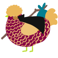 A maroon and honey chicken with a lace pattern