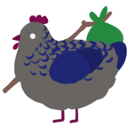A grey and navy chicken with a half-lace pattern