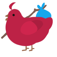 A crimson chicken