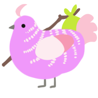A lavender and rose chicken with a half-bar pattern