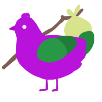 A amethyst and viridian chicken