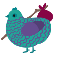 A turquoise and overcast chicken with a lace pattern