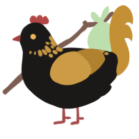 A sable and gold chicken with a neck-speckle pattern