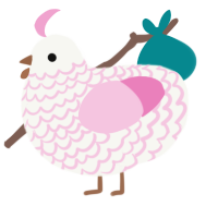 A white and pink chicken with a lace pattern