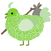 A grass and gluppy chicken with a double-lace pattern