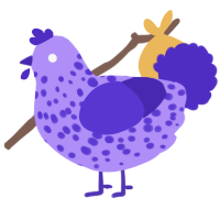 A lilac and indigo chicken with a speckle pattern