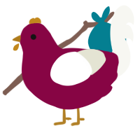 A maroon and white chicken