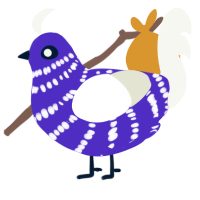 A indigo and white chicken with a bar pattern