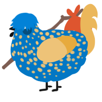 A sapphire and honey chicken with a speckle pattern