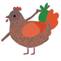 A grey and vermilion chicken with a double-lace pattern