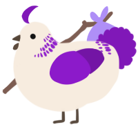 A cream and violet chicken with a neck-band pattern
