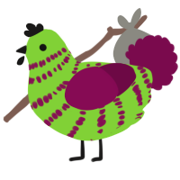 A grass and wine chicken with a bar pattern
