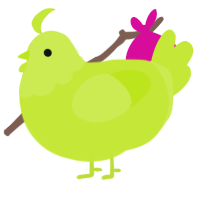 A lime chicken with a head pattern