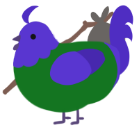 (unnamed), a leaf and indigo chicken with a head pattern