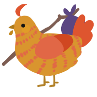 A orange and vermilion chicken with a bar pattern