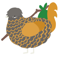 A grey and orange chicken with a lace pattern