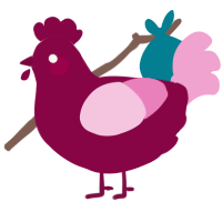 A maroon and pink chicken
