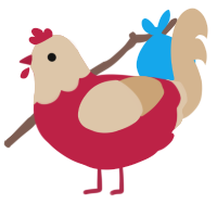 A crimson and beige chicken with a head pattern