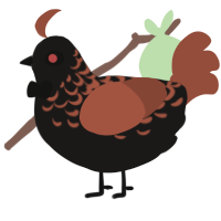 lantern, a sable and russet chicken with a half-lace pattern