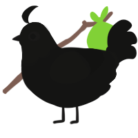 A black chicken with a head pattern