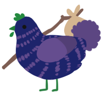 A navy and overcast chicken with a bar pattern