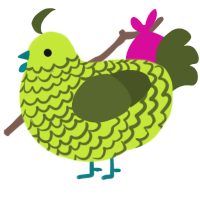 A lime and olive chicken with a lace pattern