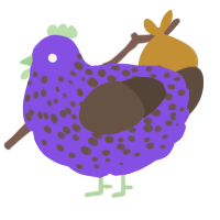 A blurple and bark chicken with a speckle pattern