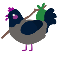 A grey and tumblr chicken with a head pattern