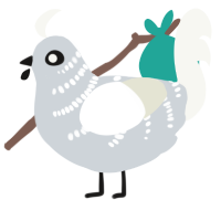A mist and white chicken with a half-bar pattern