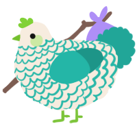 A cream and turquoise chicken with a lace pattern