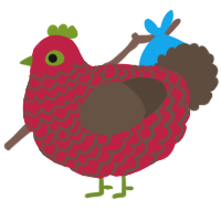 A crimson and bark chicken with a lace pattern