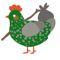 A leaf and ash chicken with a speckle pattern