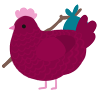 A maroon chicken with a lace pattern