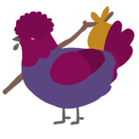A overcast and wine chicken with a head pattern