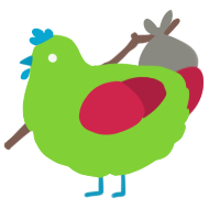 A grass and crimson chicken
