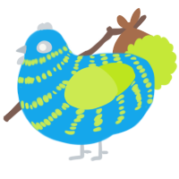 A sky and lime chicken with a bar pattern