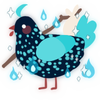 A tumblr and aqua chicken with a speckle pattern
