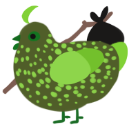 Sprouting Bean, a olive and grass chicken with a speckle pattern